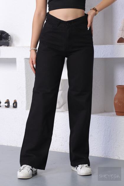 Black High Waist Boyfriend Wide Leg Loose Wide Leg Trousers