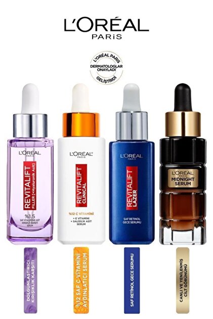 L'Oreal Paris Loreal Filler-retinol-midnight-c Vtamin Serum Seti 4