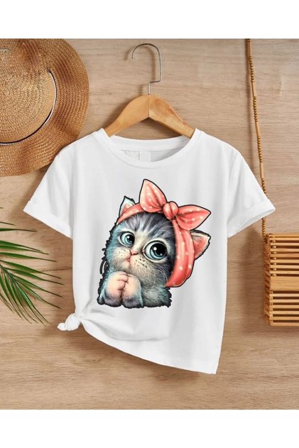 White Kitten Printed Children's T-Shirt