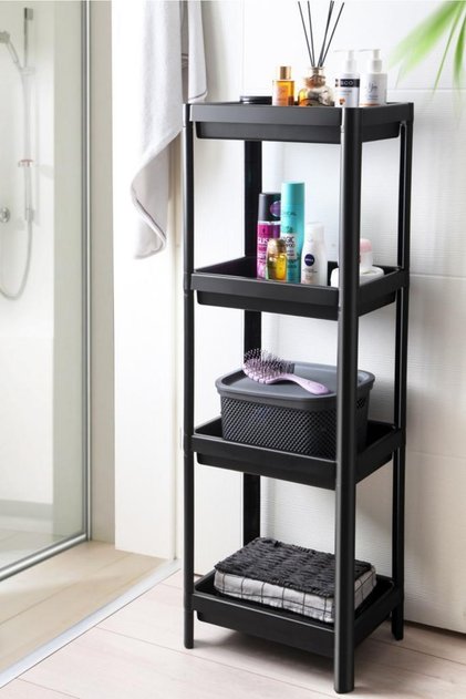 Vesken 4-Tier (Shallow) Multi-Purpose Bathroom Shelf Unit White Bathroom Organizer Shampoo Holder Ha