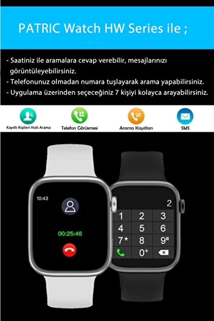PATRİC Watch Hw Series Classic - 2021 Yeni Versiyon Iphone Ve Android Uyumlu Akıllı Saat - 5
