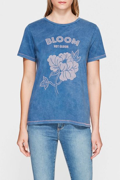 Mavi Kadın Bloom Baskılı Mavi T-shirt 167394-27095 - 3