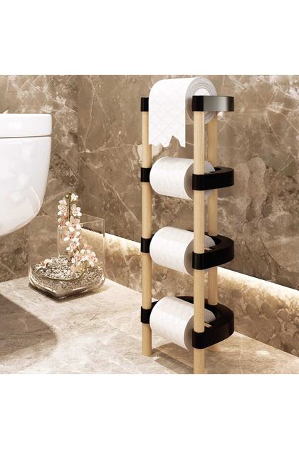 Ahşap Modüler Wc Tuvalet Kağıtlığı Vidasız Montaj