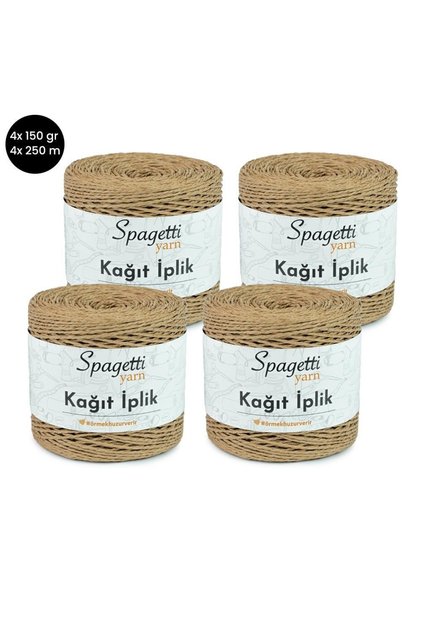Paper Thread 4 Pieces Beige Hand Knitting Thread