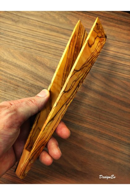 El Işçiliği Doğal Zeytin Ağacı Lüks Ahşap Maşa 25cm