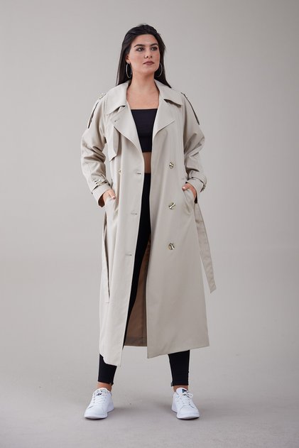 Rose Kadın Krem Oversize Trençkot