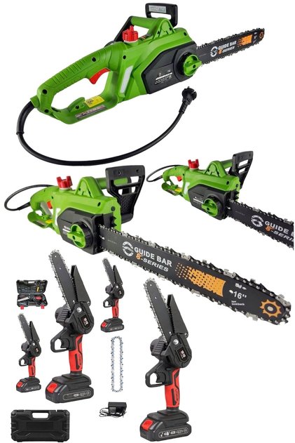 Alman 2'li Set 4800w Elektirikli Odun Ağaç Kesme Ve 128vf Şarjlı Dal Budama Testeresi Garantili