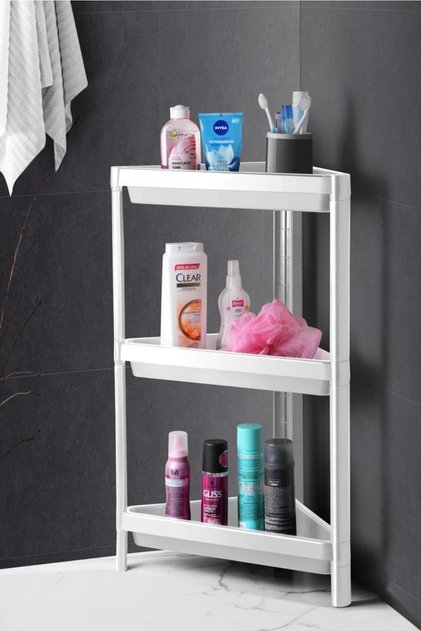 Vesken Triangle Shelf Unit 3 Tiers Corner Bathroom Shelf Organizer White