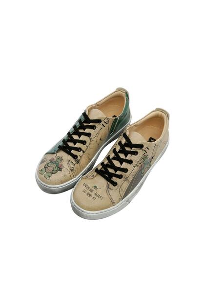 Women's Vegan Leather Beige Sneakers - Adventure Awaits Go Find It Design