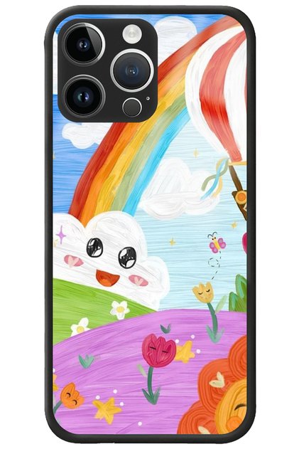 iPhone 13 Pro Max Premium Camera Protected Rainbow Balloon Pattern Glossy Phone Case
