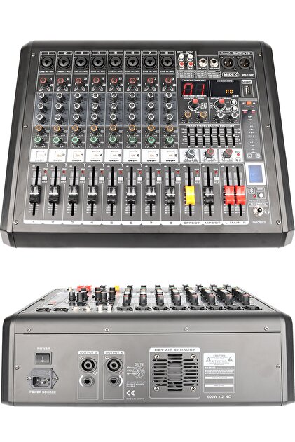 Midex Mpx-1200p Power Mikser Amfi 8 Kanal 2x600w Multi Efekt Bt Eq