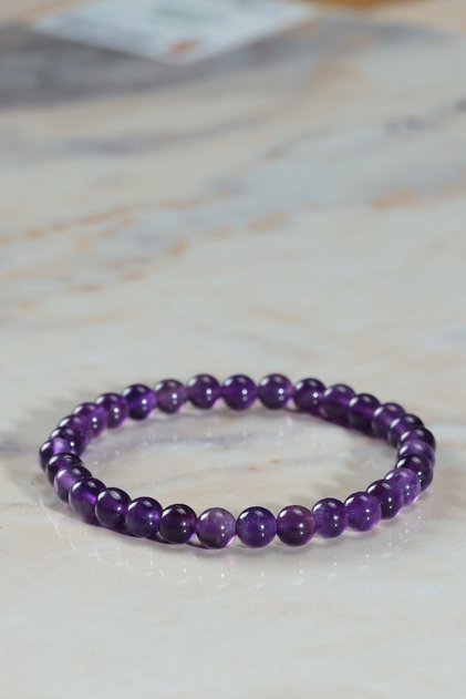 Certified Amethyst Stone Natural Stone Bracelet for Women and Men 6mm Stylish Design