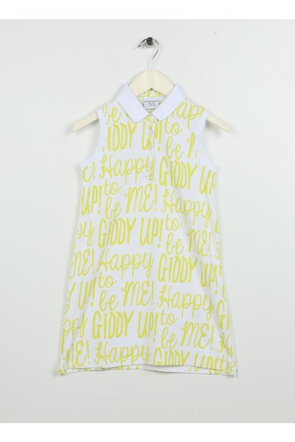 Printed White Girl's Knee-Length Dress Daisy