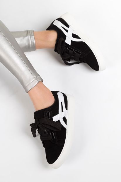 SOHO Siyah Beyaz Kadın Sneaker 12616 - 1