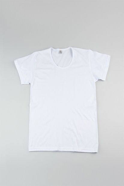 Anıl Lingerie Erkek Beyaz Kısa Kollu Bisiklet Yaka Pamuklu Fanila T-Shirt Anıl 0301 - 1