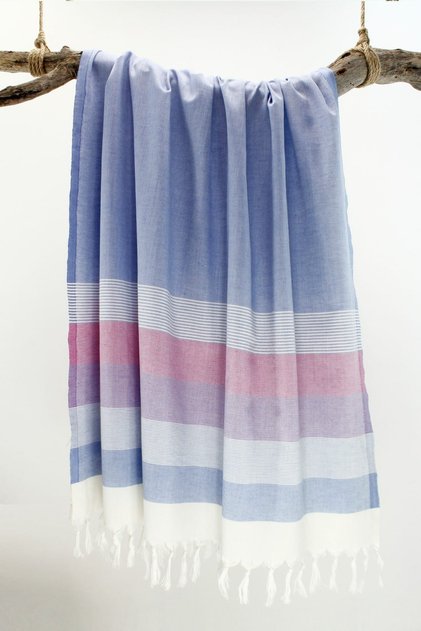 Peshtemal Stripe dark blue-Red-white Pst108
