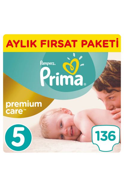 Prima Bebek Bezi Premium Care 5 Beden Junior Aylık Fırsat Paketi 136 Adet - 1