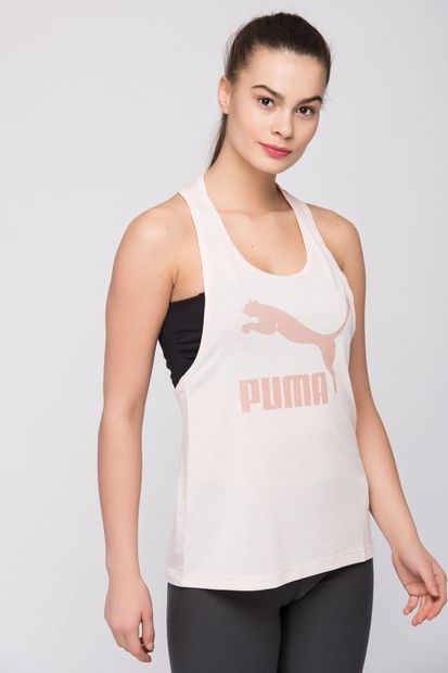 Puma Classics Logo Tank Pearl Beyaz Kadın Sporcu Sütyeni 100397128 - 2