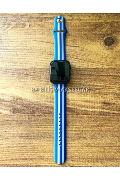 Bilişim Aksesuar Apple Watch 1 2 3 4 5 6 Se 38 - 40 Mm Spor Kordon Silikon Kayış Gökkuşağı Mavi M/l Beden - 1