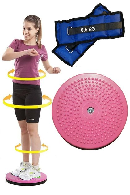 Twister Disc Disc rotativ pentru slăbire talie + Greutate pentru mâini și picioare 0,5 kgx2 buc. Set de fitness pentru încheietura mâinii