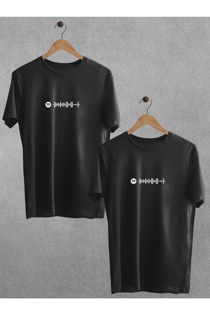 Spotify Ed Sheeran Shape Of You T-Shirt Dear Couple Set Black White Oversize Couple T-shirt