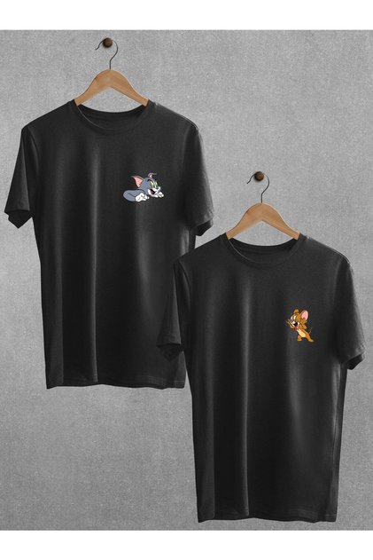 Tom And Jerry T-Shirt Lover Couple Set Black White Oversize Couple T-shirt