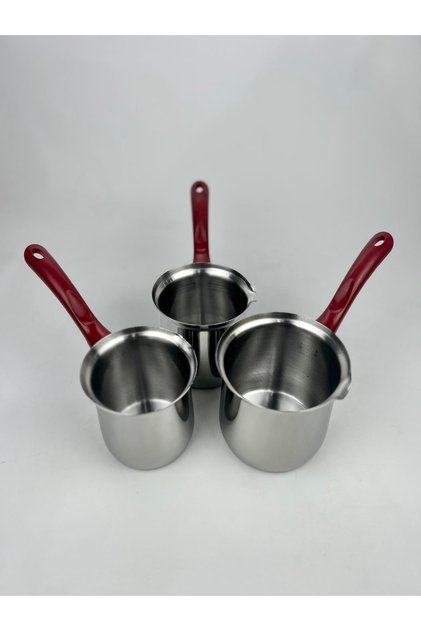 3 Boy Çelik Cezve (5-6-7 Kişilik)