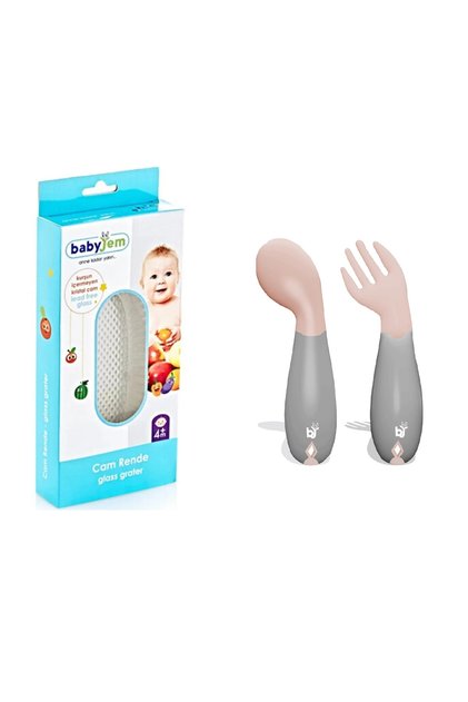 Glass Grater + Dried Rose Angled Food Spoon Fork Set