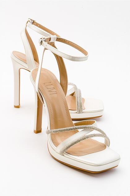Osea Ecru Beige Satin Women's High Heeled Shoes