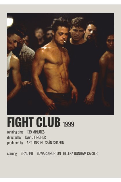 Fight Club Film Info Card Bilgi Kartı Duvar Posteri