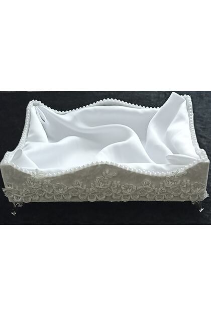 4 Sides Hollowed Out Velvet Box Towel Holder Organizer Gift Bundle Dowry Holder