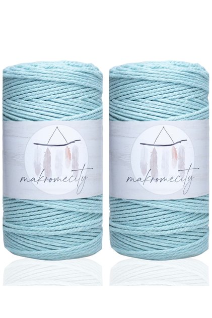 Premium 3 Twist Cotton Macrame Thread 3mm Three Twist Taranan Macrame Rope Thread 500 gr (2X250 GRAM) Mint