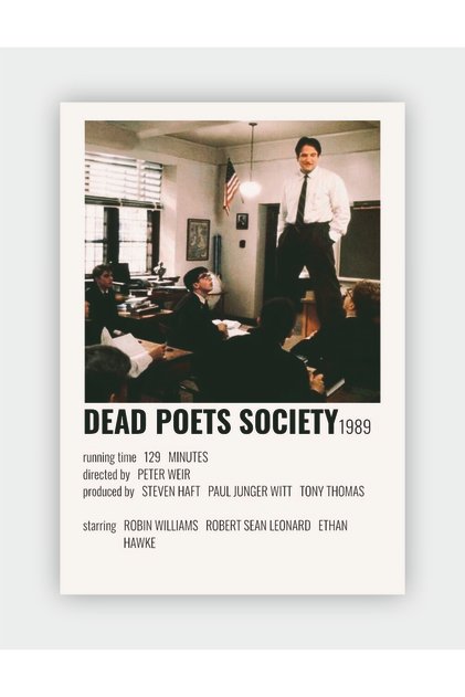 Dead Poets Society Film Info Card Bilgi Kartı Duvar Posteri