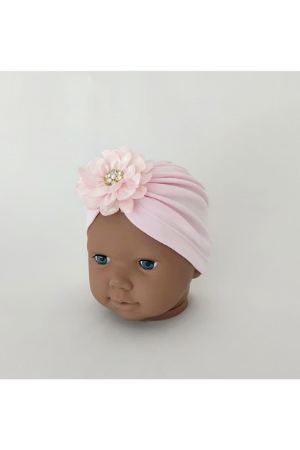 Taşlı Güllü Kız Bebe Şapka Saç Bone