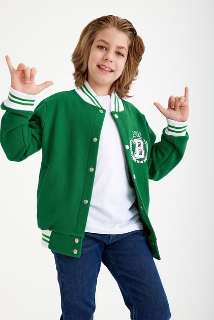 Unisex Kids B Embroidery Bomber Varsity Jacket