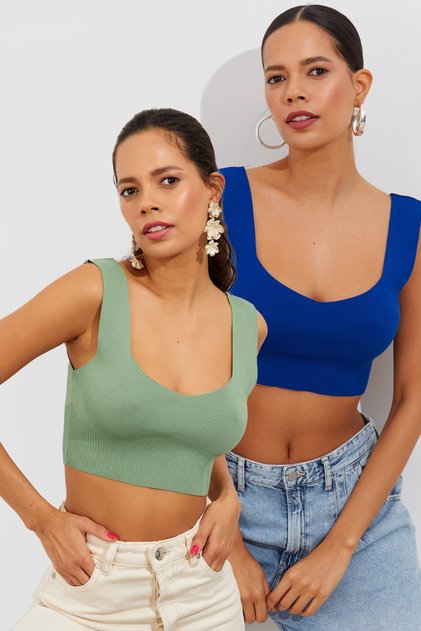 Women's Mint-Sax Double Knit Crop Athlete YV134