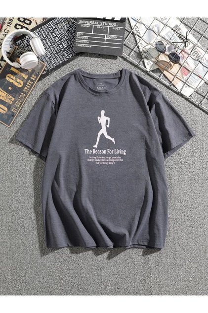 Anthracite Unisex The Reason Printed Oversize T-shirt