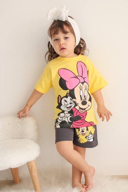Girl's Minnie Printed Top and Bottom Set with Shorts