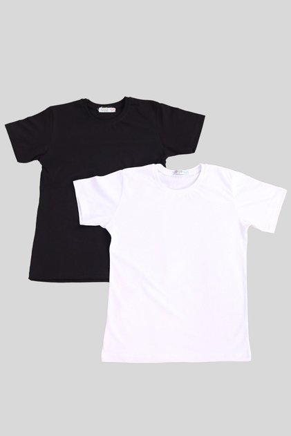 Pack of 2 Unisex Crew Neck Basic Cotton Children's T-shirt/T-Shirt