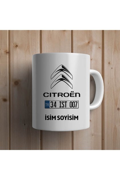 Kişiye Özel Isimli Plakalı Ve Citroen Logolu Kupa Bardak