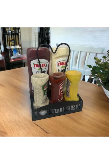 Masaüstü Sosluk Standı (ı Love Burger) Siyah