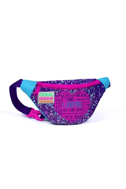 Kids Purple Blue Pink Heart Patterned Waist Bag 12612
