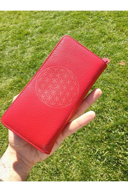 Flower of Life Printed Genuine Leather Women's Wallet