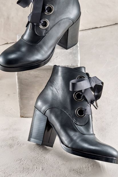 Elle Shoes ADAL Hakiki Deri Siyah Kadın Bot - 2