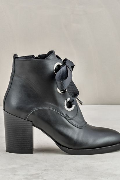 Elle Shoes ADAL Hakiki Deri Siyah Kadın Bot - 4
