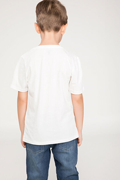 DeFacto Beyaz Genç Erkek Baskılı T-Shirt - 3