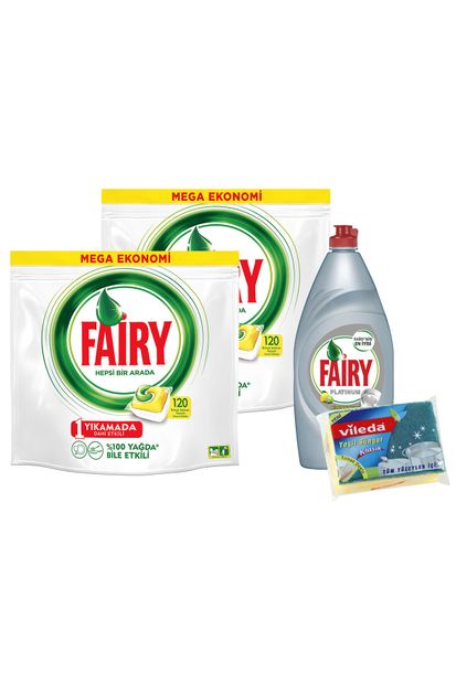 Fairy Bulaşık Deterjanı Kapsül Limon 2'li Paket + Sıvı Bulaşık Deterjanı Limon 870 - 2