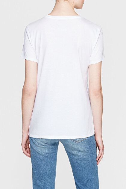 Mavi Kadın Palmiye Baskılı Beyaz T-Shirt 167096-620 - 4