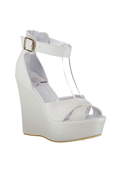 Fox Shoes Beyaz Kadın Dolgu Topuklu Ayakkabı D459617709 - 3