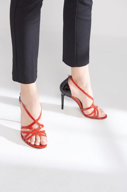Hotiç Hakiki Deri Kırmızı Çok Renkli Kadın Topuklu Ayakkabı 01SAH105710A75M - 1